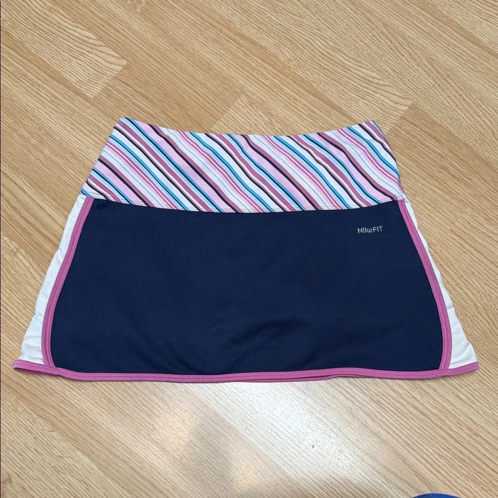 Nike Girls M Blue Pink Striped Skort Dri-Fit Athletic Tennis Running Active - Picture 5 of 8